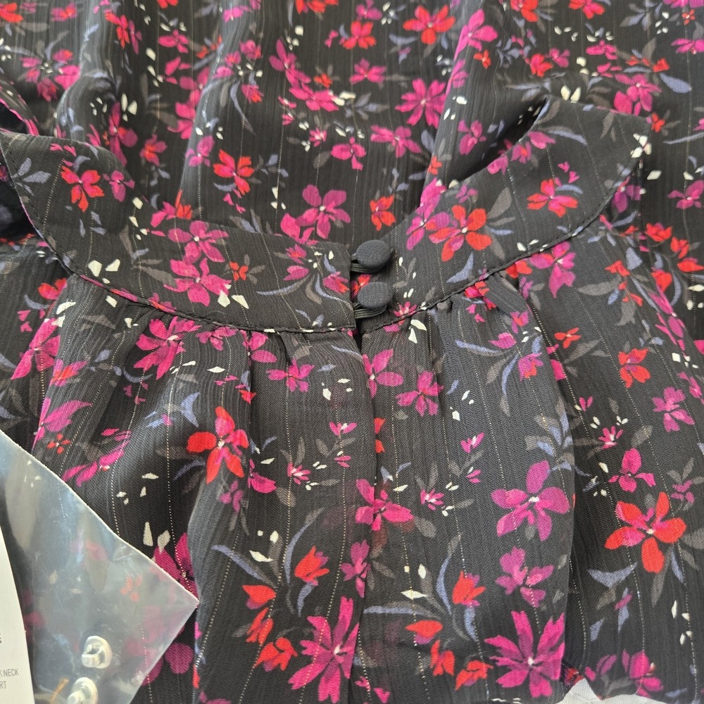 NWT Torrid Crinkle Lurex Chiffon Halter Top Black Floral Flowy Bow 3X 22-24 - Picture 9 of 12